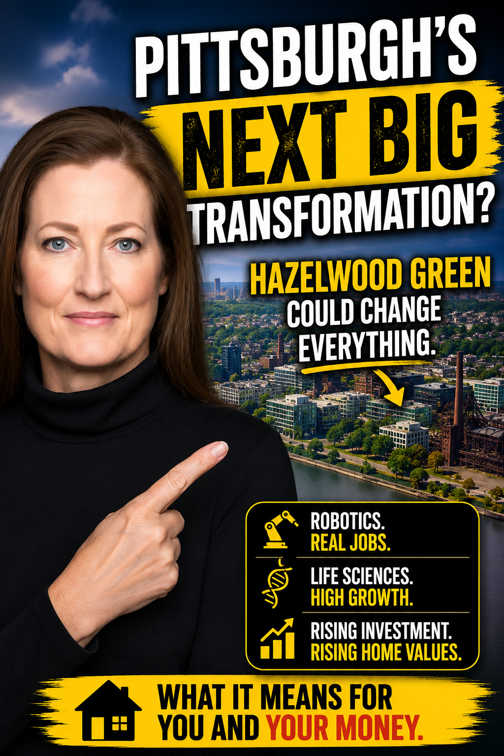Hazelwood Green redevelopment area in Pittsburgh featuring AI, robotics, and life sciences growth that could impact local real estate and nearby neighborhoods including Greenfield and Hazelwood.
