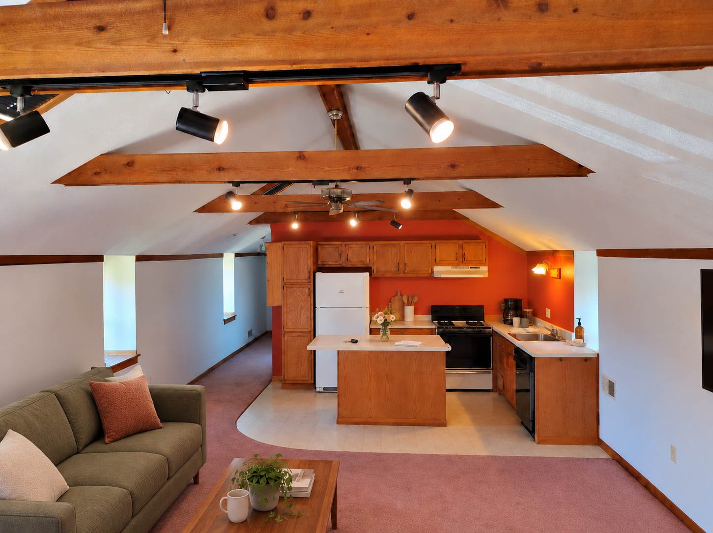 Kitchen and open living area at 27 Richmond Street.